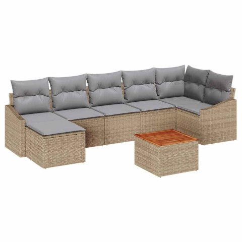 Zestaw Sof na Ogród z poduszką 8 pcs Beżowy Polirattan