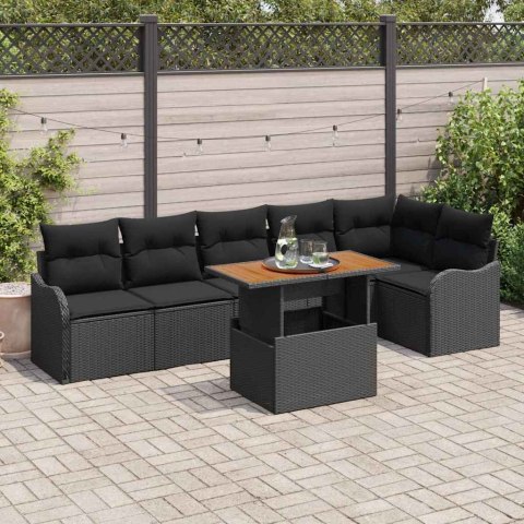 Zestaw Sof na Ogród z poduszką 7 pcs Czarny