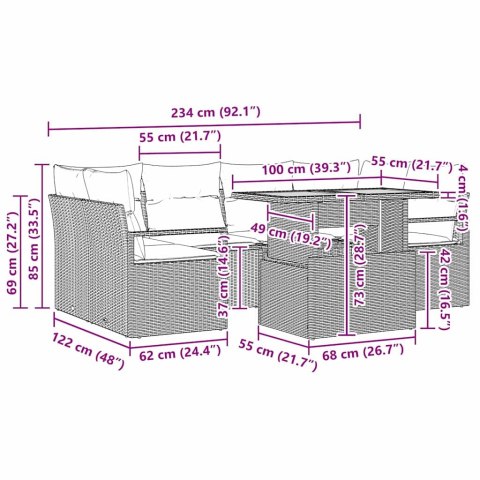 Zestaw Sof na Ogród z poduszką 7 pcs Szary
