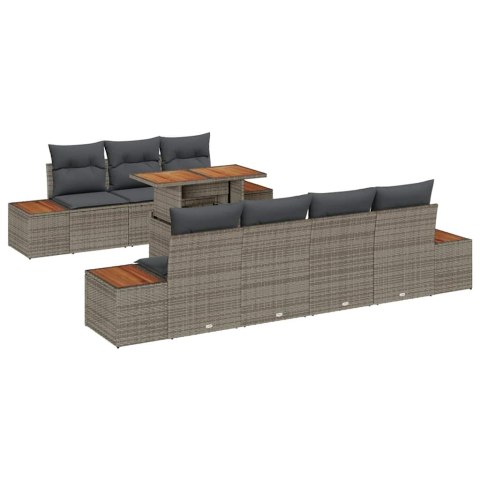 Zestaw Sof na Ogród z poduszką 8 pcs Szary Polirattan
