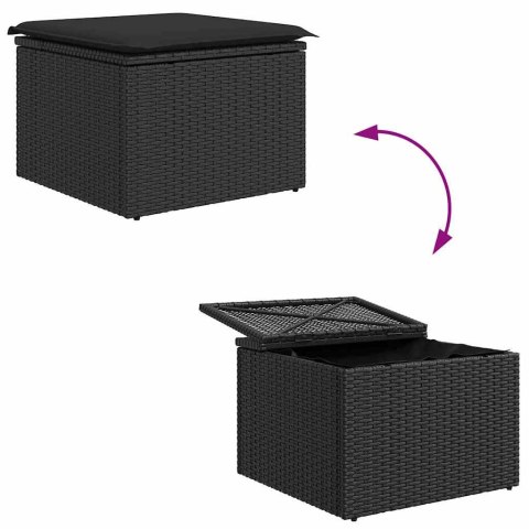 Zestaw Sof z poduszką z przechowywaniem 5 pcs Czarny polirattan