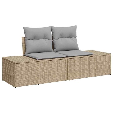 Zestaw Sof na Ogród 11 pcs Beżowy i jasnoszary Rattan poli
