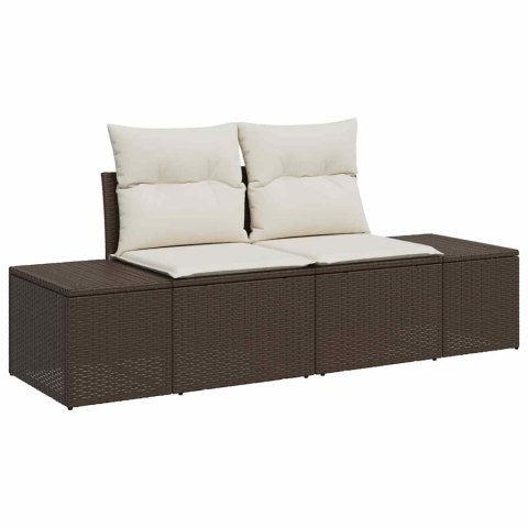 Zestaw Sof na Ogród 9 pcs Brązowy i kremowy Rattan poli