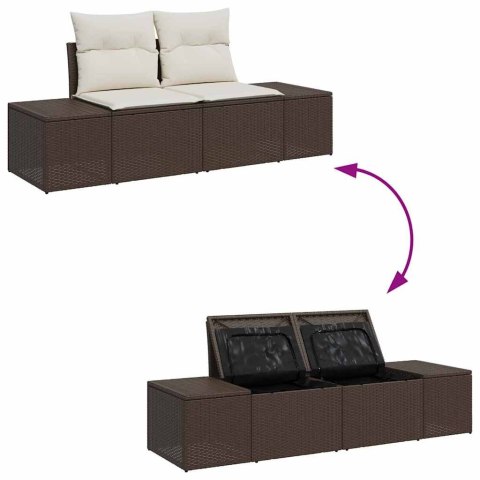 Zestaw Sof na Ogród 9 pcs Brązowy i kremowy Rattan poli