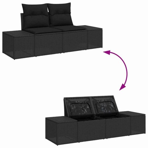 Zestaw Sof na Ogród z poduszką 10 pcs Czarny Rattan poli