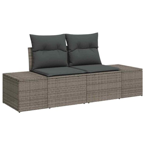 Zestaw Sof na Ogród z poduszką 10 pcs Szary Rattan poli