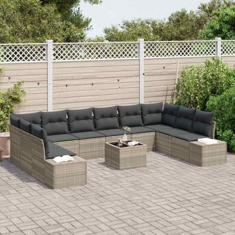Zestaw Sof na Ogród z poduszką 11 pcs Jasnoszary Rattan poli