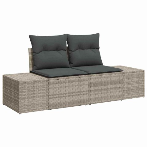 Zestaw Sof na Ogród z poduszką 9 pcs Jasnoszary Rattan poli