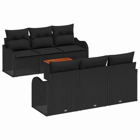 Zestaw Sof na Ogród 7 pcs Czarny