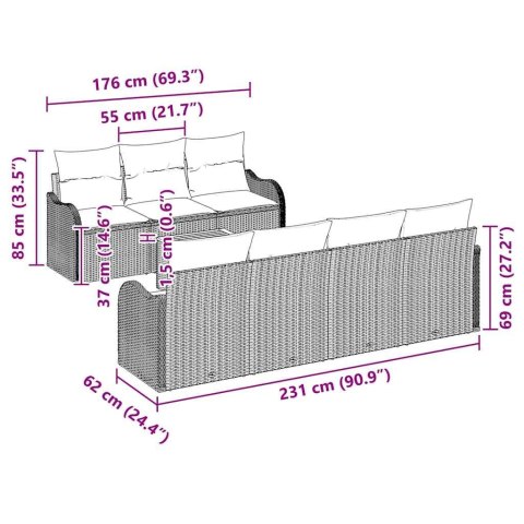 Zestaw Sof na Ogród 8 pcs beżowo-biały