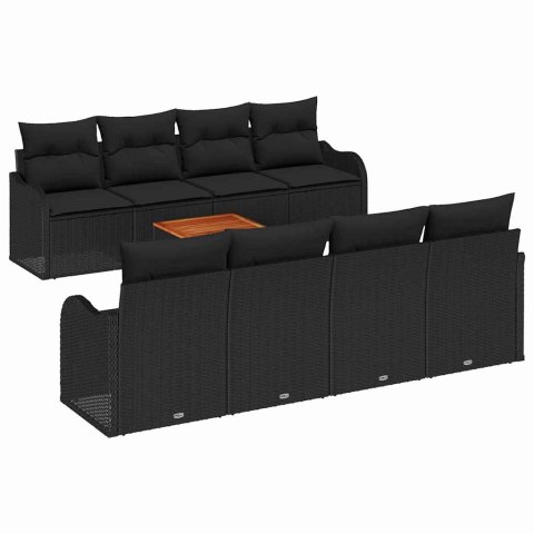 Zestaw Sof na Ogród 9 pcs Czarny