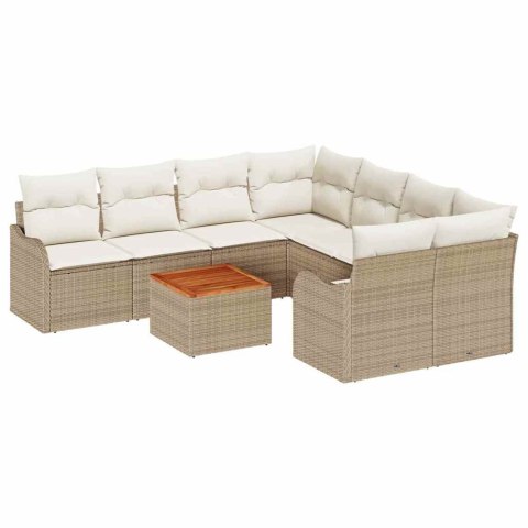 Zestaw Sof na Ogród 9 pcs beżowo-biały
