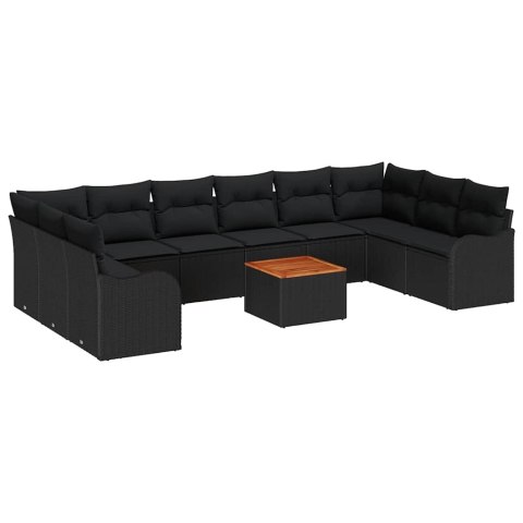 Zestaw Sof na Ogród 11 pcs Czarny