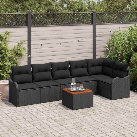 Zestaw Sof na Ogród 7 pcs Czarny