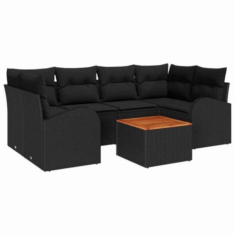 Zestaw Sof na Ogród 7 pcs Czarny