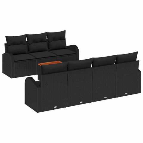 Zestaw Sof na Ogród 8 pcs Czarny