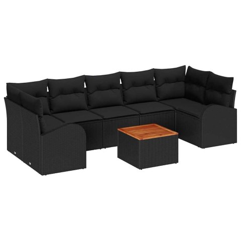 Zestaw Sof na Ogród 8 pcs Czarny