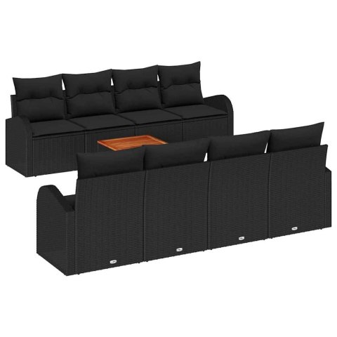 Zestaw Sof na Ogród 9 pcs Czarny