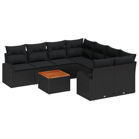 Zestaw Sof na Ogród 9 pcs Czarny