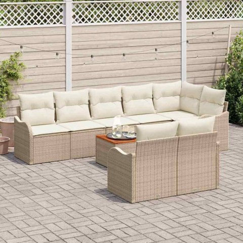 Zestaw Sof na Ogród 9 pcs beżowo-biały