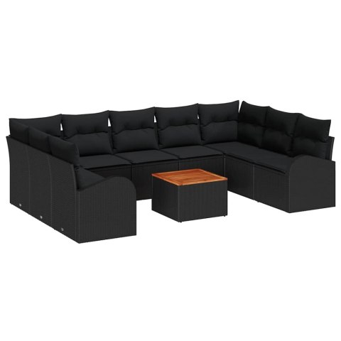 Zestaw Sof na Ogród 10 pcs Czarny