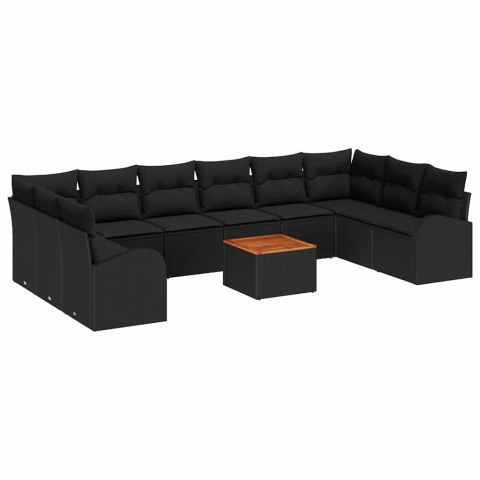 Zestaw Sof na Ogród 11 pcs Czarny