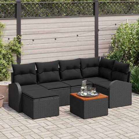 Zestaw Sof na Ogród 7 pcs Czarny