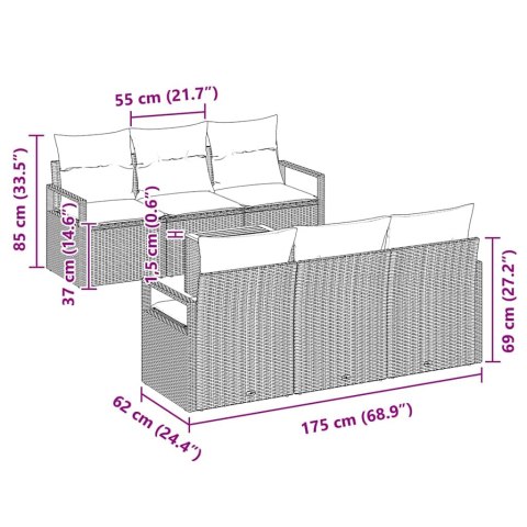 Zestaw Sof na Ogród 7 pcs Szary