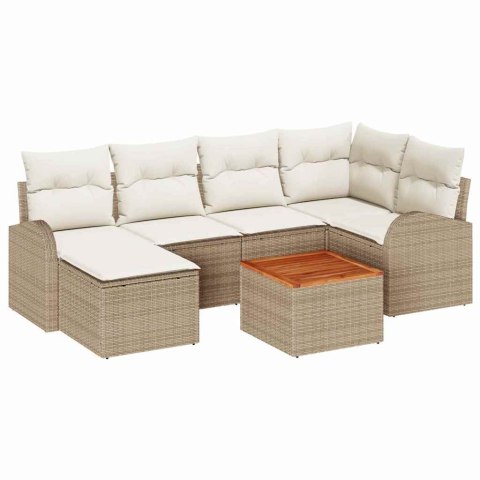 Zestaw Sof na Ogród 7 pcs beżowo-biały