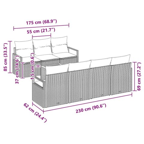 Zestaw Sof na Ogród 8 pcs Szary