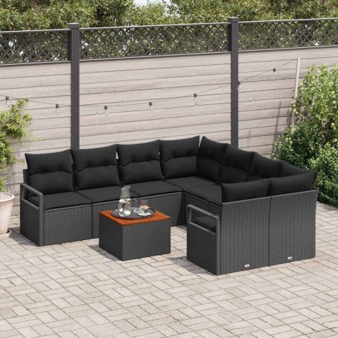Zestaw Sof na Ogród 9 pcs Czarny