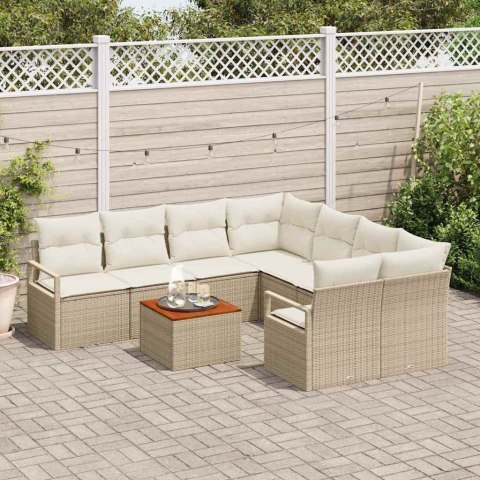 Zestaw Sof na Ogród 9 pcs beżowo-biały