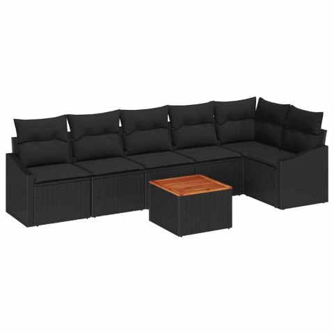 Zestaw Sof na Ogród 7 pcs Czarny
