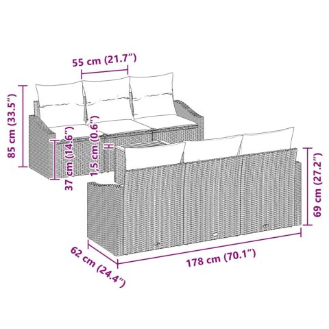 Zestaw Sof na Ogród 7 pcs Szary