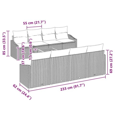 Zestaw Sof na Ogród 7 pcs Szary