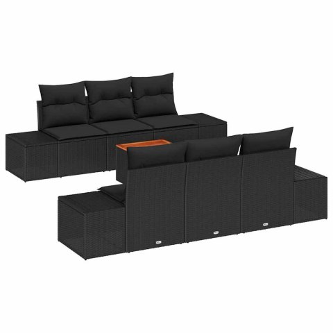 Zestaw Sof na Ogród 7 pcs Czarny