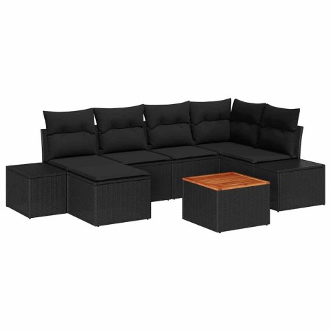 Zestaw Sof na Ogród 7 pcs Czarny