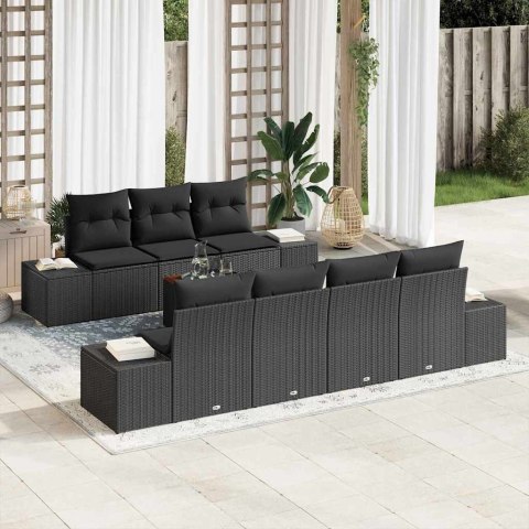 Zestaw Sof na Ogród 8 pcs Czarny