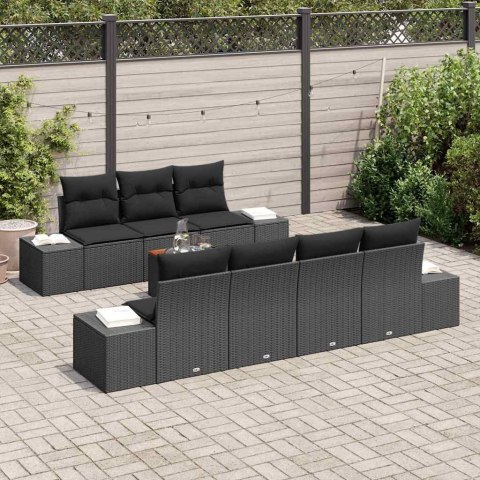 Zestaw Sof na Ogród 8 pcs Czarny