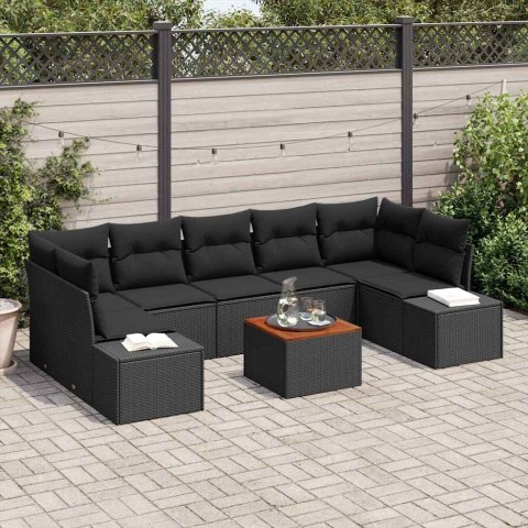 Zestaw Sof na Ogród 8 pcs Czarny