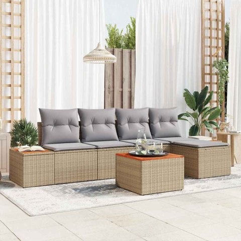 Zestaw Sof na Ogród 6 pcs beżowo-jasnoszary Rattan poli