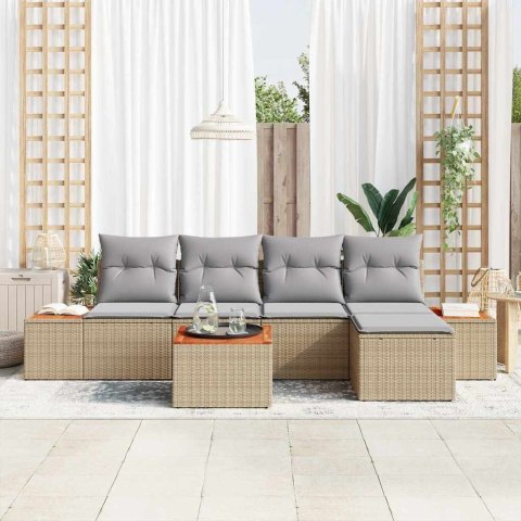 Zestaw Sof na Ogród 6 pcs beżowo-jasnoszary Rattan poli