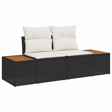 Zestaw Sof na Ogród 6 pcs Czarny i kremowy Rattan poli
