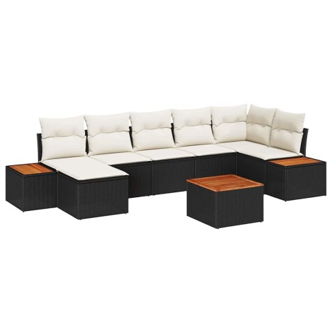 Zestaw Sof na Ogród 8 pcs Czarny i kremowy Rattan poli