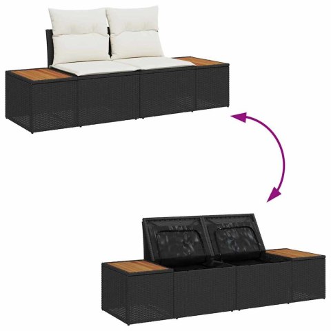 Zestaw Sof na Ogród 8 pcs Czarny i kremowy Rattan poli
