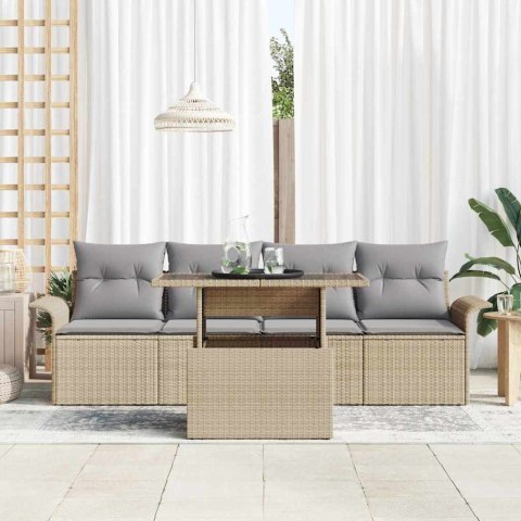 Zestaw Sof na Ogród z poduszką 5 pcs Beżowy Rattan poli