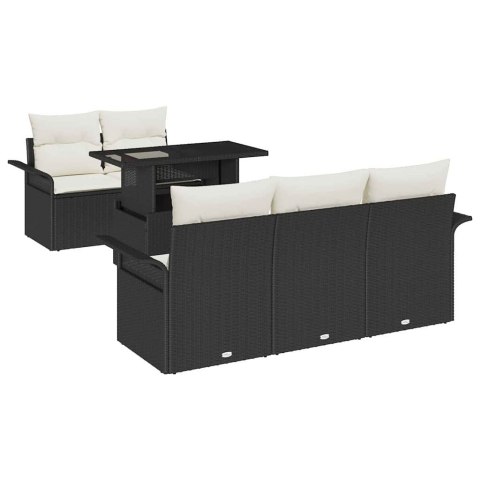 Zestaw Sof na Ogród z poduszką 6 pcs Czarny Rattan poli