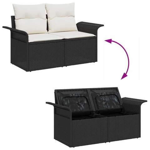 Zestaw Sof na Ogród z poduszką 6 pcs Czarny Rattan poli