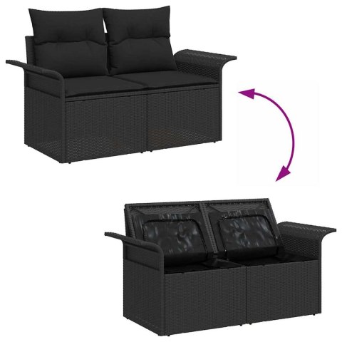 Zestaw Sof na Ogród z poduszką 7 pcs Czarny Rattan poli