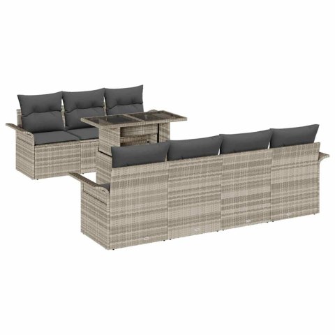 Zestaw Sof na Ogród z poduszką 8 pcs Jasnoszary Rattan poli
